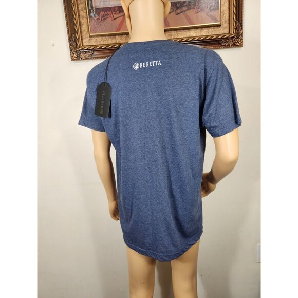 Beretta Shirt Men's Size L  Blue Crew Neck  Short Sleeve Casual Graphic Print 25 - Picture 3 of 8